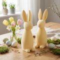 Figurines déco lapins de Pâques en plastique floqué jaune clair, 29,5 cm, lot de 2 | Floristik24.fr