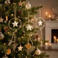 Suspensions décoratives étoiles pour Noël en métal doré et jute - Lot de 3 | Floristik24.fr