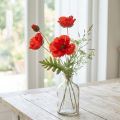 Coquelicot Rouge Artificiel avec 3 Fleurs, 70 cm | Floristik24.fr