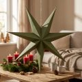 Étoile décorative en papier et jute verte à suspendre | Floristik24.fr