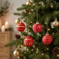 Boules de Noël en Papier Mâché Rouge 5,5 cm - Lot de 4 | Floristik24.fr