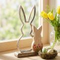 Décoration de Pâques Maman Lapin et Petit Lapin en Bois et Métal, 26,5 cm | Floristik24.fr