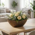Jardinière à rainures ovale bateau anthracite or 36cm | Floristik24.fr