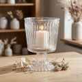 Coupe lanterne verre cannelé décoration Ø11,5cm H15cm | Floristik24.fr