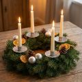 Bougeoir conique à coller argent aspect antique Ø7cm 4pcs | Floristik24.fr