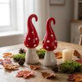 Duo de Champignons Décoratifs en Céramique Rouge et Blanc H15,5 cm | Floristik24.fr