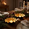 Photophore de Noël en Métal Noir et Doré, Ø 12 cm, Lot de 2 | Floristik24.fr