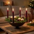 Coupe décorative en métal brun avec porte-bougies pour bougies fines Ø34 cm | Floristik24.fr