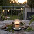 Lanterne en verre avec anse en métal noir H25cm | Floristik24.fr