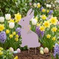 Déco de jardin en métal – Lapin lilas sur pic (17×28,5 cm) | Floristik24.fr