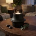 Porte-bougie chauffe-plat en céramique noire Ø12cm H9cm | Floristik24.fr