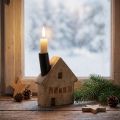 Maison décorative en bois avec porte-bougie noir - 10,5×3,5×13 cm | Floristik24.fr