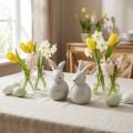 Figurines décoratives lapins de Pâques à pois noir 13 cm - Lot de 2 | Floristik24.fr