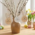 Suspensions décoratives têtes de lapin en bois naturel et blanc à suspendre – Lot de 8 | Floristik24.fr