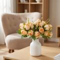 Bouquet de roses artificielles réalistes, 3 tiges, 31 cm, rose doux | Floristik24.fr
