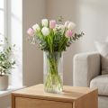Vase en verre transparent 24 cm avec structure rainurée | Floristik24.fr