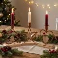 Lot de 3 bougeoirs en métal et bois – Étoile, Cœur et Sapin – H 16,5 cm | Floristik24.fr