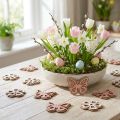 Décorations en bois à parsemer fleurs et papillons rose/blanc Ø4cm - Lot de 36 | Floristik24.fr