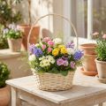 Panier déco naturel avec anse 27 cm x 18 cm H43 cm | Floristik24.fr