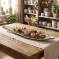 Grande coupe décorative en feuille de coco blanchie 60 cm | Floristik24.fr