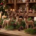 Figurines mini cerfs décoratifs marron 11 cm - Lot de 6 | Floristik24.fr