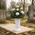 Vase blanc en plastique avec pied, Ø23 cm, hauteur 40,5 cm | Floristik24.fr