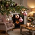 Boules de Noël en verre rose et gris argenté Ø6cm - Lot de 24 | Floristik24.fr