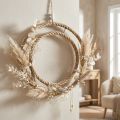 Cercle décoratif double en jute et métal, Ø41 cm, naturel et argenté | Floristik24.fr