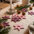 Étoiles en bois à parsemer décoration de Noël 4 cm violet et rose - 72 pièces | Floristik24.fr