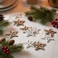 Étoiles décoratives en bois blanc et naturel 3,5 cm - Lot de 48 | Floristik24.fr