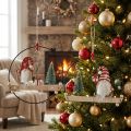 Lot de 2 décorations de Noël avec anneaux métalliques et lutins en bois Ø21,5 cm | Floristik24.fr