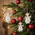 Élégants anges de Noël en bois avec cœur - Lot de 8 décorations 14,5 cm | Floristik24.fr