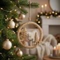 Suspension décorative en bois avec cerf et sapins – 19,5 cm | Floristik24.fr