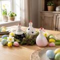 Figurines déco de Pâques en céramique – Poules et poussins – Set de 3 – 9,5 cm | Floristik24.fr