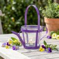 Photophore en Forme d'Arrosoir Métallique Violet avec Insert en Verre - Ø14 cm H13 cm | Floristik24.fr