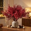 Bouquet décoratif Eucalyptus artificiel rouge 28 cm - Lot de 3 | Floristik24.fr