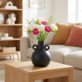 Mini vase en céramique noire mat avec anses - Ø 8,5 cm H 12 cm | Floristik24.fr