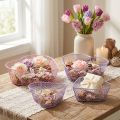 Set de 4 paniers en métal en forme de cœur – Rose et Lilas – 20 cm et 15 cm | Floristik24.fr