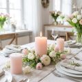 Bougies cylindriques roses clair en cire pleine 70×100mm - Lot de 4 | Floristik24.fr