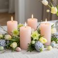 Bougies cylindriques rose clair 60×100 mm lot de 4 pour décoration | Floristik24.fr