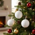 Boules décoratives en faux neige avec ruban, Ø7,5 cm, lot de 6 | Floristik24.fr