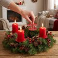Lot de 4 supports à bougie à piquer en métal rouge Ø8 cm | Floristik24.fr