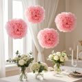 Pompons en Papier Rose Clair Ø30cm - Lot de 5 | Floristik24.fr