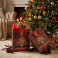 Sac cadeau de Noël à carreaux avec anses et motif sapin 26×32×10 cm – Lot de 4 | Floristik24.fr