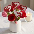 Lot de 16 cœurs décoratifs sur tige en bois, rouge et blanc, 26 cm | Floristik24.fr