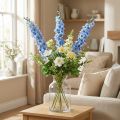 Delphinium bleu artificiel en tissu et plastique 108 cm | Floristik24.fr
