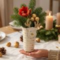 Cache-pot en métal décoratif Rudolf, décoration de Noël, blanc et doré, H28 cm Ø8,5 cm | Floristik24.fr