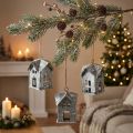 Lot de 3 décorations de Noël en métal maison Shabby Chic blanc H9,5cm | Floristik24.fr