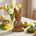 Décoration de Pâques Lapin en Bois avec Œufs en Métal, Hauteur 20,5 cm | Floristik24.fr