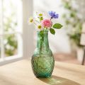 Mini-vase décoratif en verre vert avec motif en losanges – Ø6 cm, H11,5 cm | Floristik24.fr
